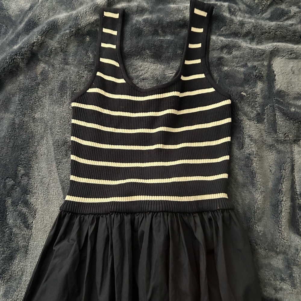 Moon River Black and Cream Striped Top